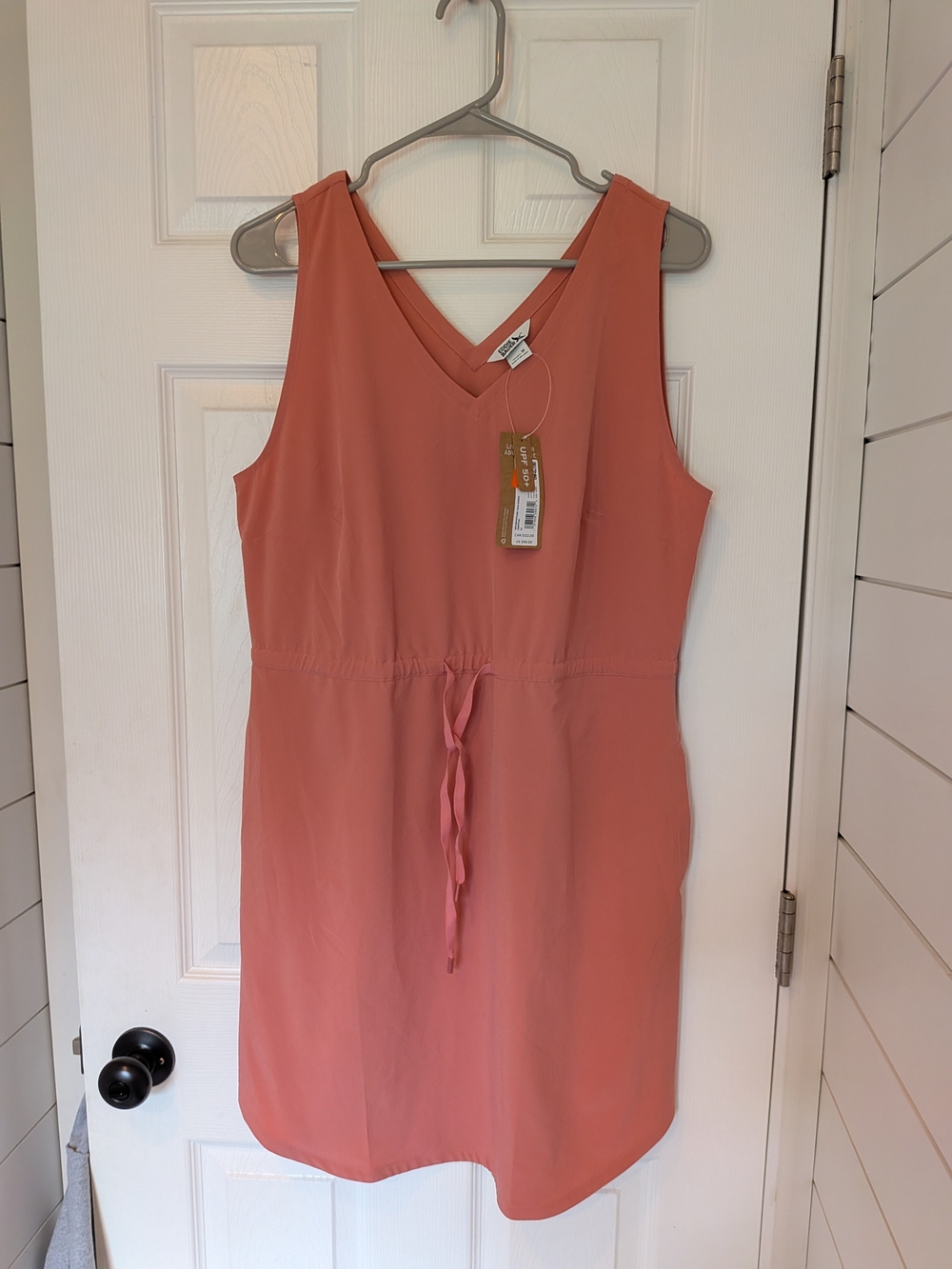 Eddie Bauer Coral Pink Sleeveless V-Neck Midi Dress